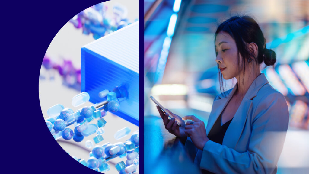 An employee works on a screen