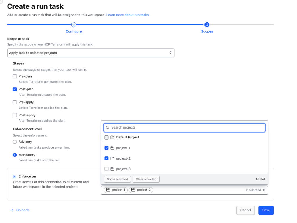 Project-level run tasks