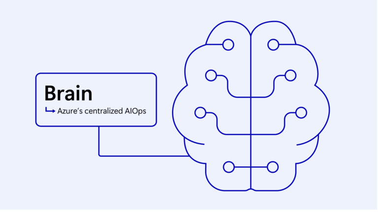 Minimalist brain illustration.  Brain. Azures centralized A I Ops