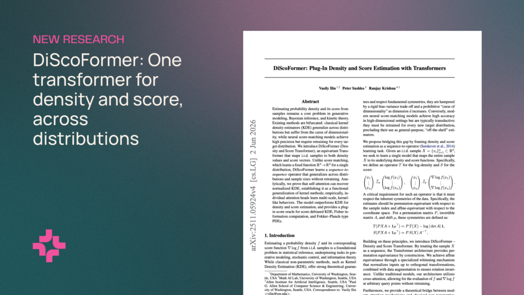 One transformer for density and score, across distributions