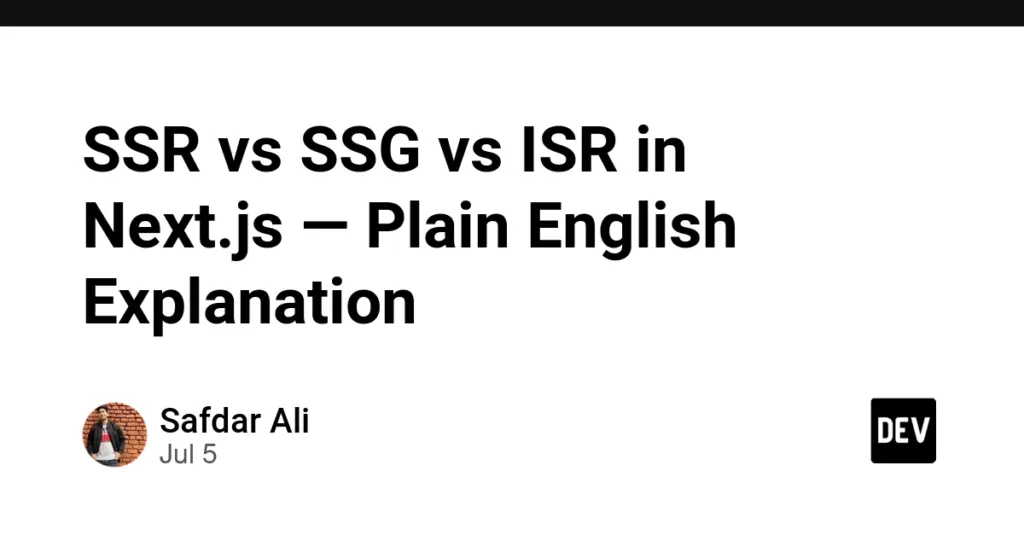 SSR vs SSG vs ISR in Next.js — Plain English Explanation