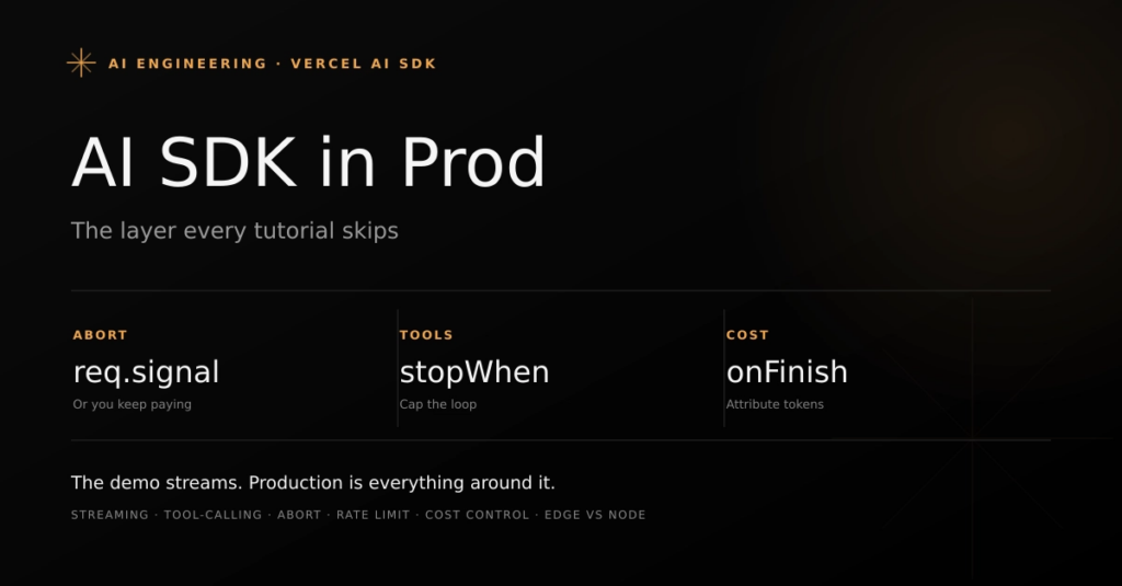 Vercel AI SDK in Production: Streaming, Tool-Calling & the Gotchas Nobody Tells You (2026)