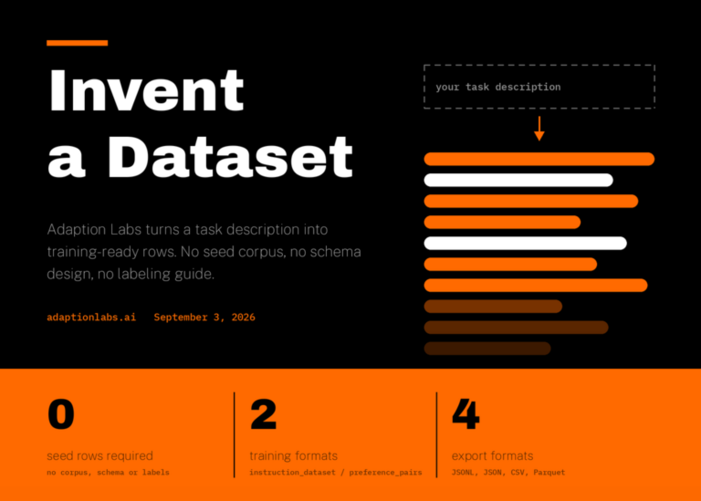 Adaption Labs Introduces 'Invent a Dataset': Training Data Generated From a Task Description, Not a Seed Corpus
